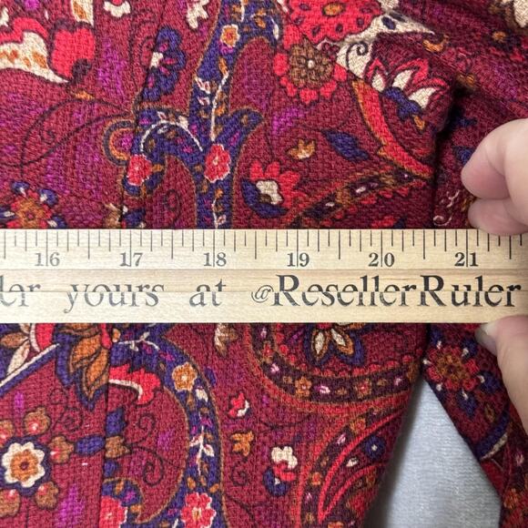 Coldwater Creek Jacket Womens Large Red Paisley Floral Blazer Button Up Lined - Picture 9 of 11